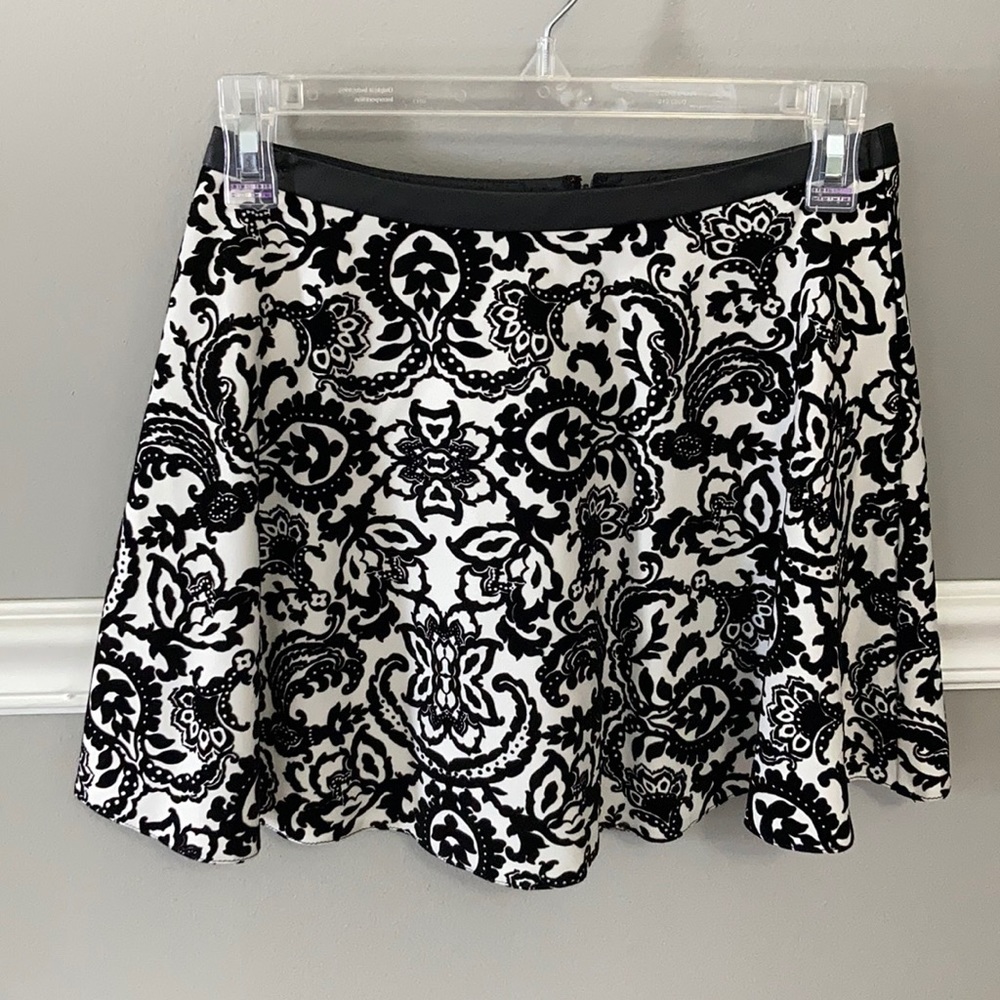 Forever 21 Paisley Flocked Skater Skirt
